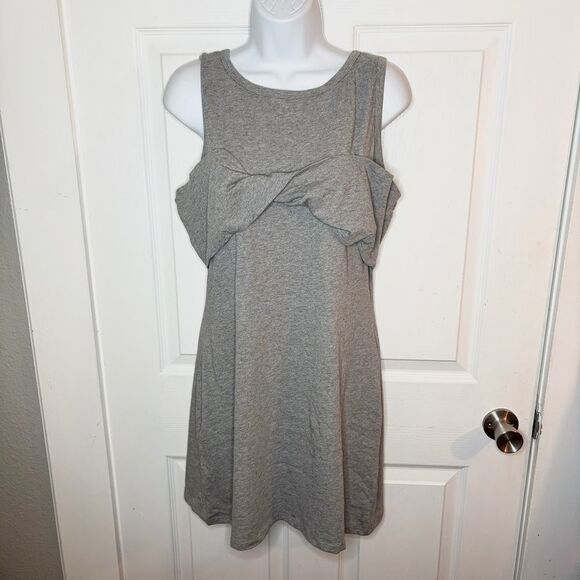 Anthropologie Celandine Sleeveless Twist Cotton T-Shirt Mini Dress Beach Grey L - Picture 5 of 11